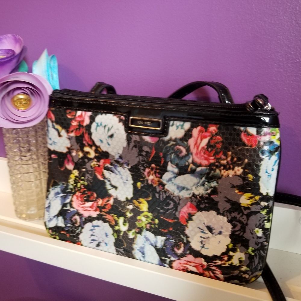 Nine West Floral Purse With Polka Dot Glaze Effect